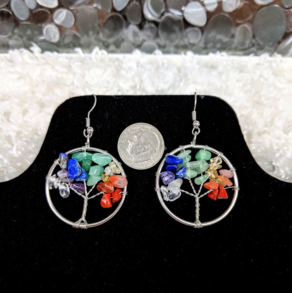 !🌈7 chakra Healing Tree of Life earrings - Picture 3 of 6